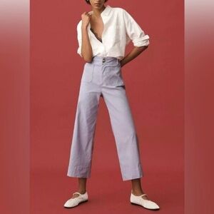 Anthropologie Colette Magic Fabric Lavender High‑Rise Cropped Wide‑Leg Pants